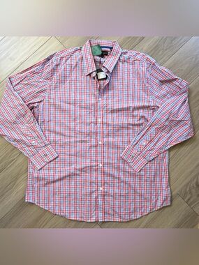 J Maverick NY Long Sleeve Sullivan Peach/Blue Button Down Dress Shirt XXL NWT
